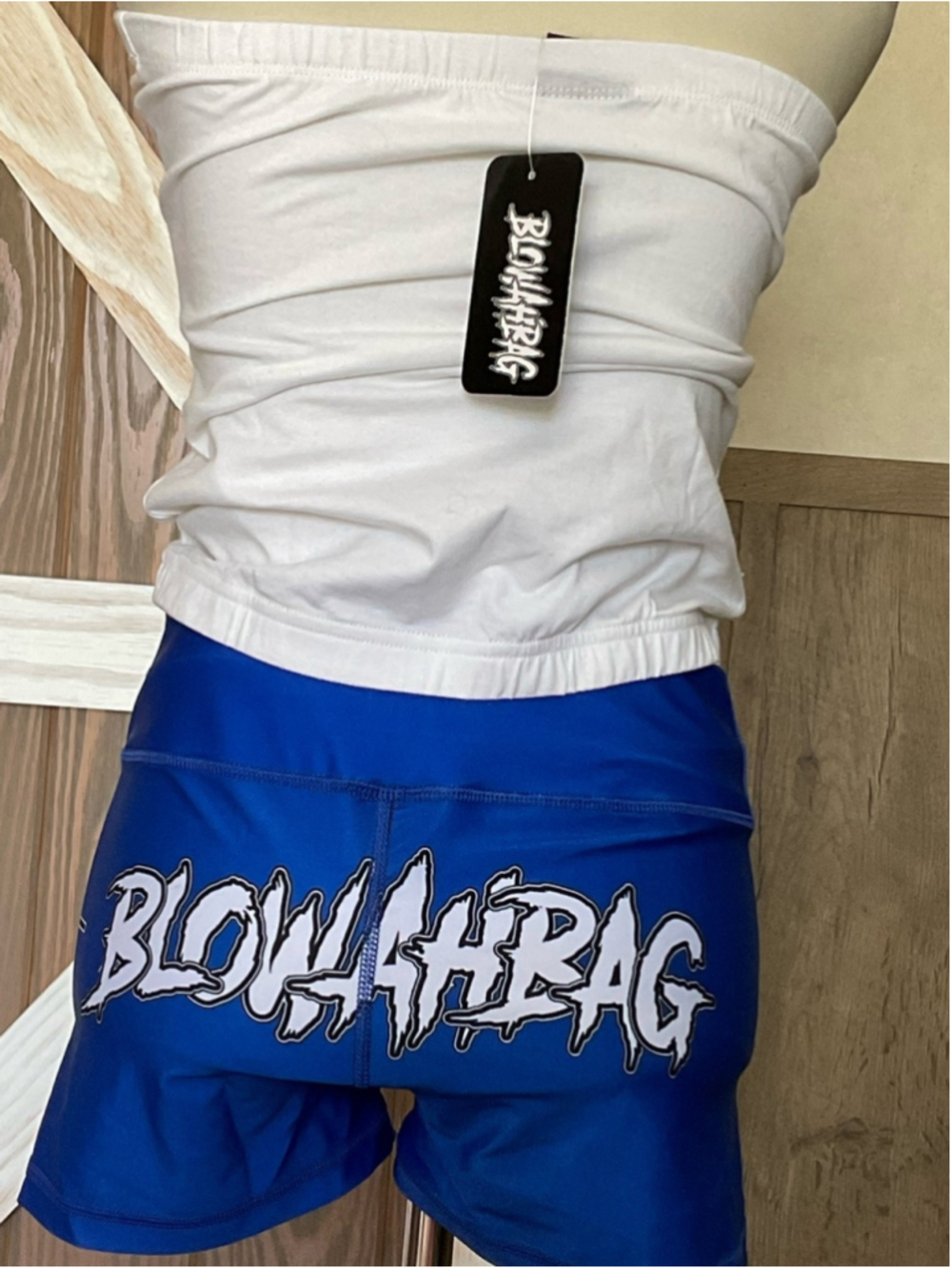 Blowahbag 2 Piece Set White Tube Top Peach (M) or blue (L) biker shorts - Picture 9 of 12